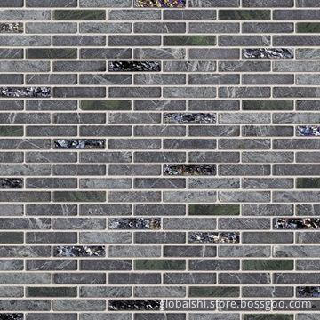 Crystal and Stone Glass Mosaic Tile, Glass Mix Natural Marble Stone,10 Colors, 292 x 282mm